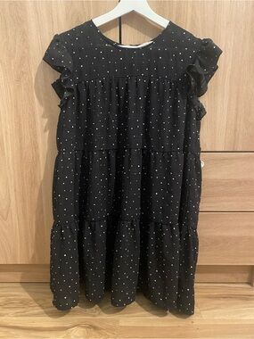 Black Polka Dot Tiered Dress